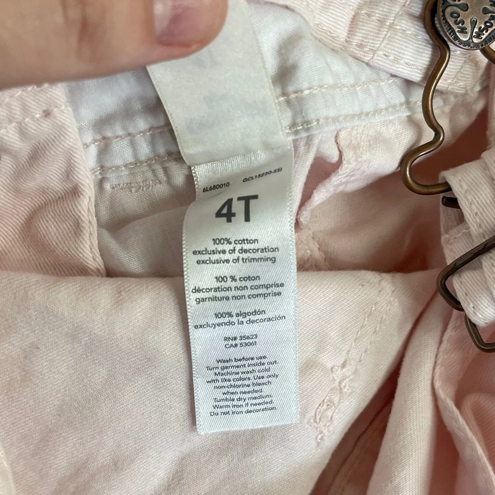 OshKosh B'gosh Overalls Heart Pocket Girls 4T Pink Cotton Vestbak Pant Overalls